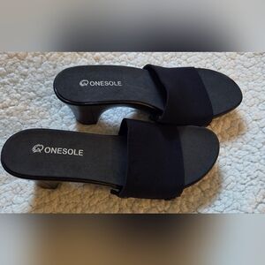 Onesole‎ Black Interchangeable Heel Sandals Size 10 Made in USA Slip-On Comfort